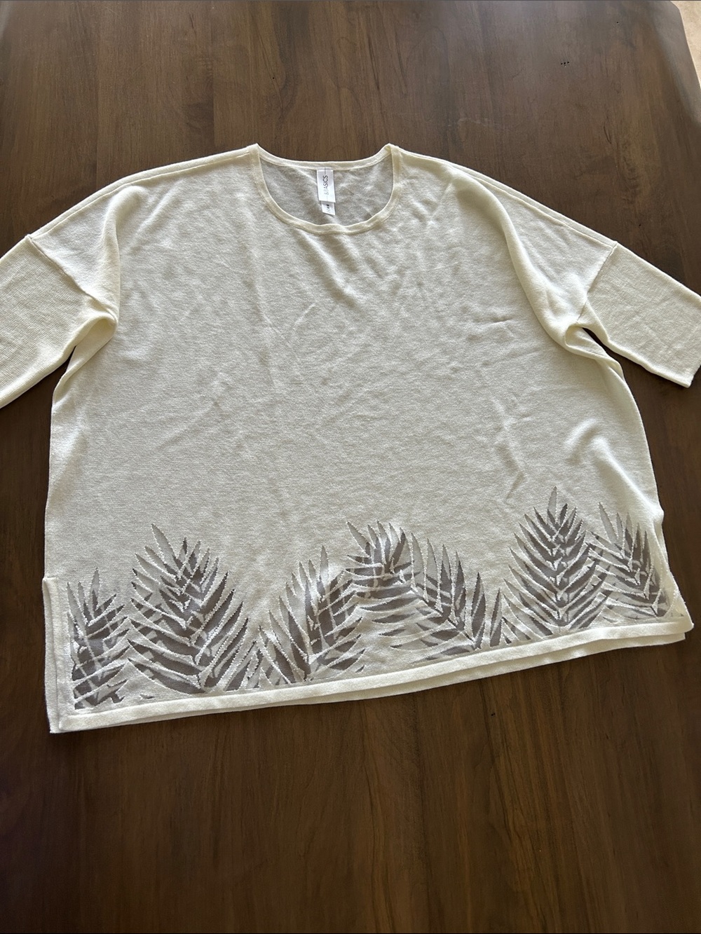 Asics Ivory Short-Sleeve Tee with Leaf Border